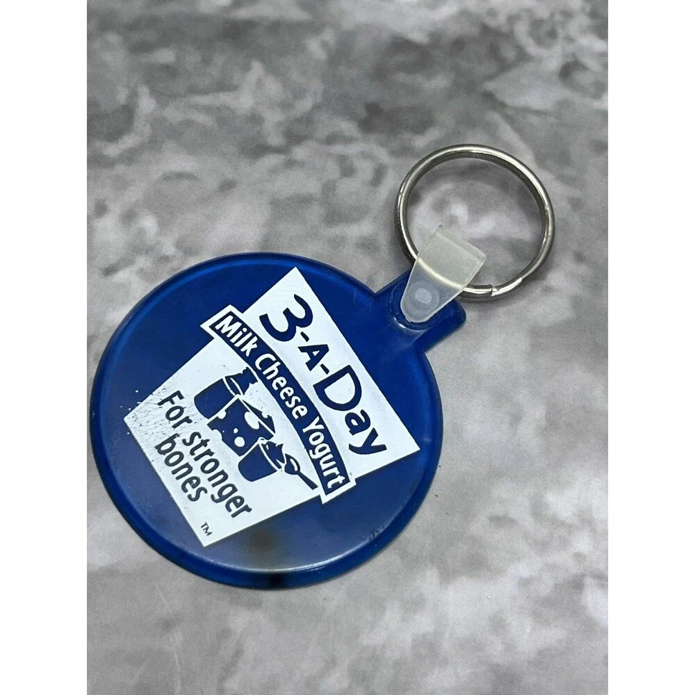 3-A-Day Milk Cheese Yogurt Vintage Keychain Keyring